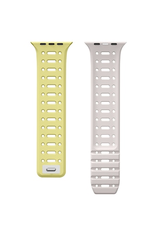 Watch 10 46mm Uyumlu Hgea Krd-124 Silikon Kordon Strap Kayış-koyu Yeşil-gri