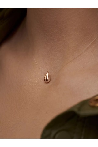 Marıola Balina İpliğinde Asılı Damla Kolye Görünmez Kolye 235747994 Altın