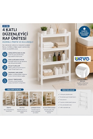 4 Katlı Sepet Organizer Raf Düzenleyici 465x145x690 Mm Çok Renkli