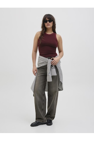 Jack & Jones Kadin Kolsuz Triko Bluz - Evelyn - 12281432 Cabernet