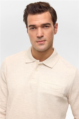 Süvari Bej Regular Armürlü Polo Yaka Sweatshirt Bej