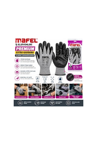 12 Adet Zebra Gri Siyah No 10 Xl Nitril İşçi Eldiven Poşetli Ambalaj Kesilme Direnç 5671 Hemengoxgoitl Belirtilmemiş
