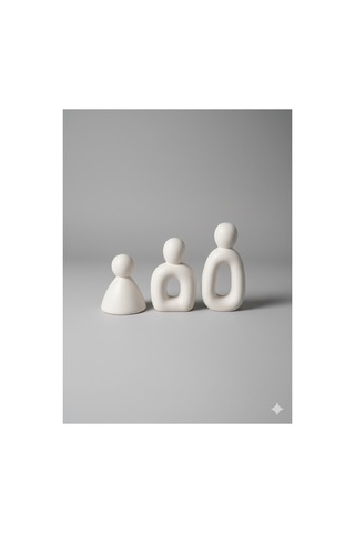 Dekoratif Soyut İnsan Figürlü Üçlü Aile Set