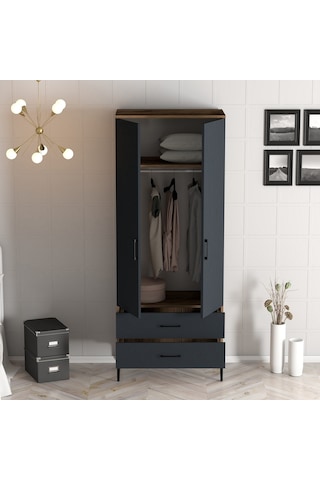 Variant Kumsal 2 Kapılı T Gardrop - Ceviz / Antrasit