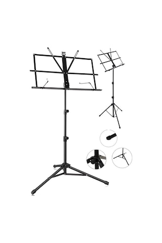 Profesyonel Katlanabilir Nota Sehpası Ayarlanabilir Metal Müzik Standı Şef Kürsüsü