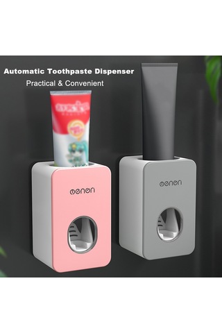 Mufunye Otomatik Diş Macunu Sıkacağı - Duvar Tipi Deliksiz Kurulum - Hijyenik Ve Kolay Kullanım - Pratik Banyo Aleti Zeytin Yeşili Pembe