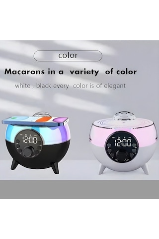 Se-2407 Siyah Rgb Işıklı Çalar Saatli Bluetooth Hoparlörlü Şarj Standı