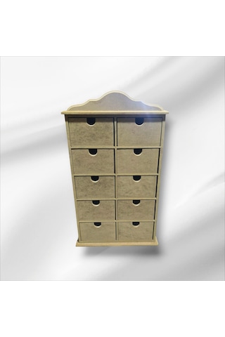 Ahşap Boyanabilir 10 Çekmeceli Takı-aksesuar Organizer Kutu