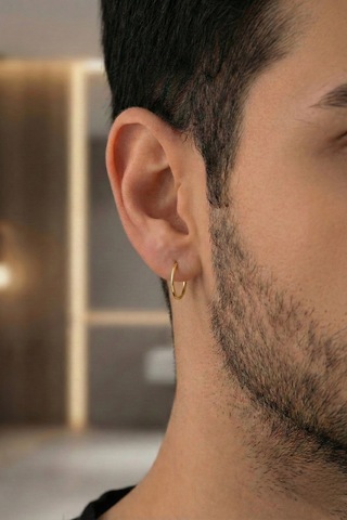 14 Ayar Altın Düz Halka Küpe Xl Sarı