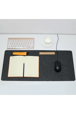 Çalışma Masası Düzenleyici Keçe Bilgisayar Mouse Pedi Masa Üstü Düzenleyici Mat 70x33 Cm Siyah