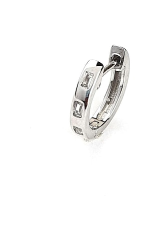 Baget Zirkon Taşlı 925ayar Gümüş İtalyan Tasarımı Erkek Tek Küpe Cap 1.2 Cm Gümüş