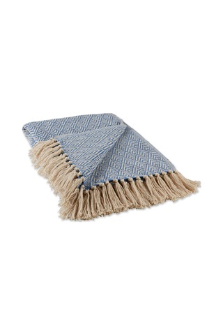 Lexroo Diamond Throw Koleksiyonu Pamuk Dokuma, 50x60, Taş Yıkama Mavisi Çok Renkli