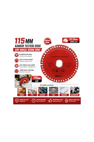 Senbang 115 Mm Kırmızı Karbür Çok Amaçlı Kesme Diski 22.23 Mm Spiral Taşlama Makinesi Uyumlu Ahşap Pvc Plastik Seramik Mermer Alüminyum