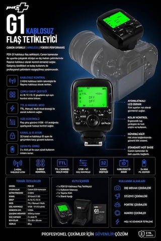 Pdx Kablosuz Flaş Tetikleyici G1 Canon Uyumlu Wireless