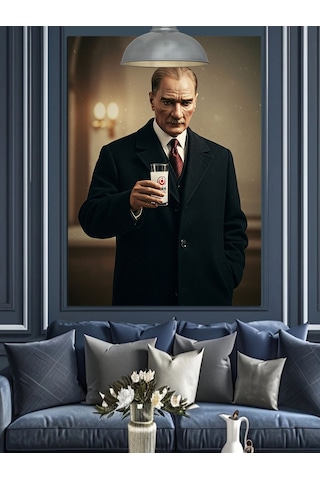 Mustafa Kemal Atatürk Ve Rakı Dekoratif Kanvas - Mdf Ahşap Tablo