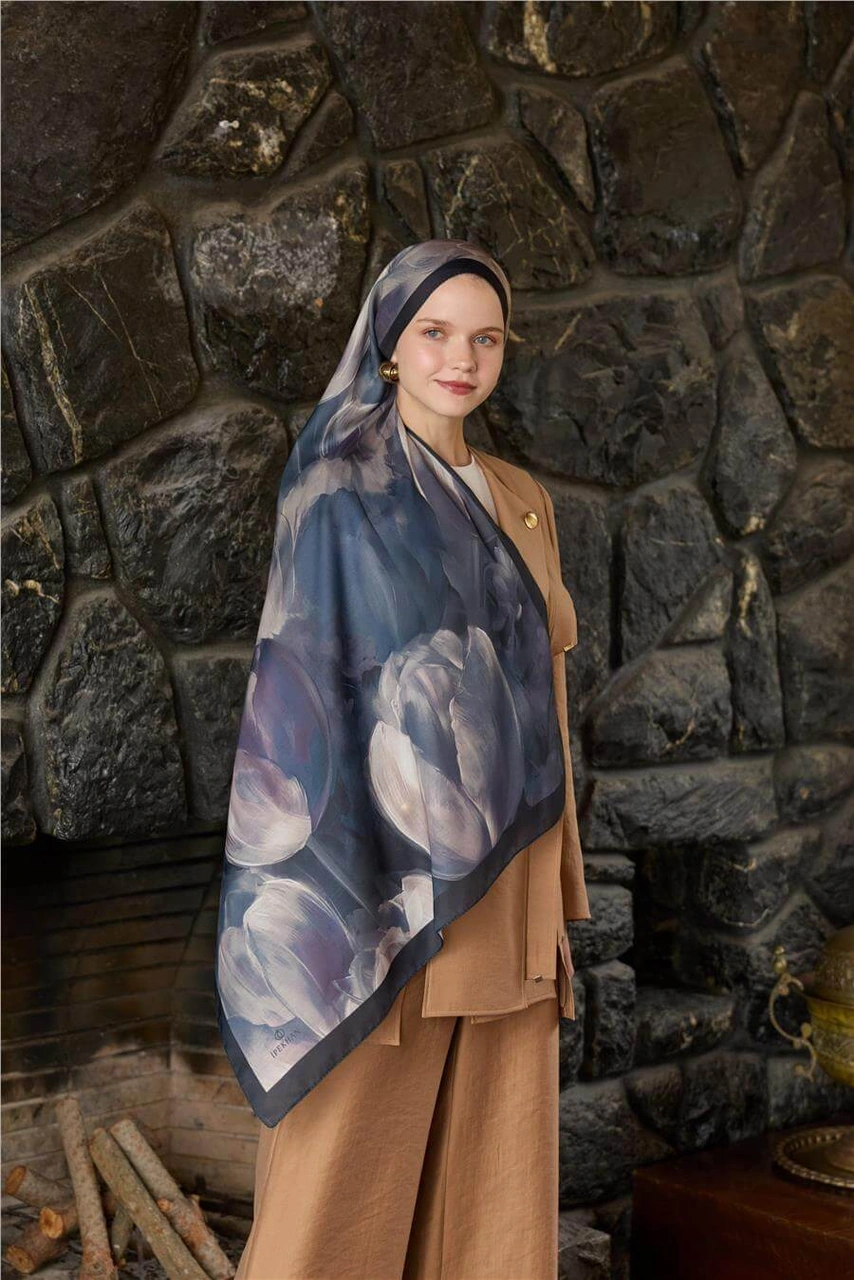 Siyah/mor Winter Bloom Soft Şal Mor