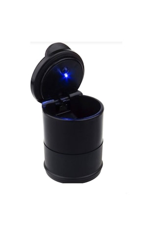 Carub Universal Kül Tablası Kapaklı Led Işıklı Kokusuz Küllük Siyah