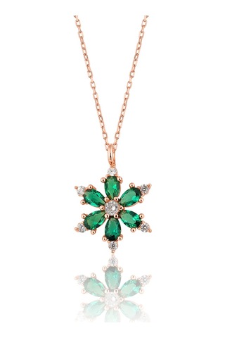 Zanaatsilver 925 ayar Gümüş Zincirli Yeşil taşlı Rose kaplama Lotus Kamelya Çiçeği kolye Zanaatsilver 925 ayar Gümüş Zincirli Yeşil taşlı Rose kaplama Lotus Kamelya Çiçeği kolye