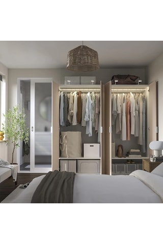 Ikea Beyaz Modern Kapaklı Gardırop 200x60x201 Cm