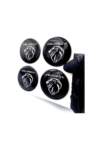 Peugeot Tasarım Damla Sticker Siyah Peugeot Jant Göbeği 5.5cm Uyumlu