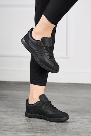 Siyah Ortopedik Günlük Kadın Sneaker Ayakkabı-254 Siyah