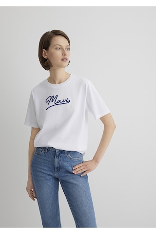 Mavi - Mavi Jeans Baskılı Beyaz Tişört 1612421-620 Beyaz