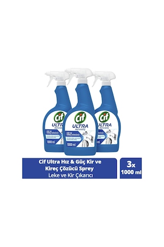 Cif Ultra Hız Güç Kireç Sökücü Sprey Leke ve Kir Çıkarıcı 3 x 1 L
