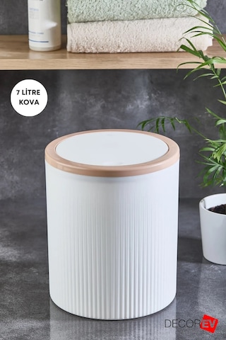 Büyük Çöp Kovası 7 Litre Ofis, Mutfak Ve Banyo İçin Şık Ve Kullanışlı Kova Beyaz