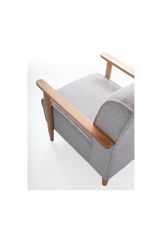 İcon Ahşap Kollu Ayaklı Berjer Gri