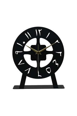 Arabic Model Metal Lazer Kesim Akar Sessiz Mekanizmalı Masa Saati Siyah