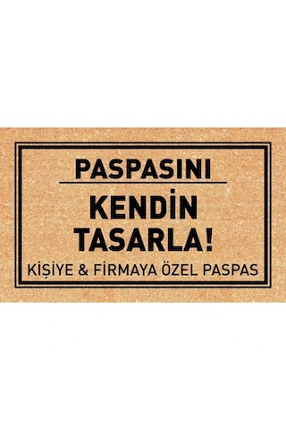 Kişiye Özel Yazılı Coco Kapı Önü Paspası 60x40 Kaymaz Taban Açık Kahverengi