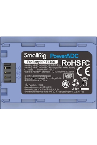 Smallrig 4265b Np-fz100 Usb-c Şarj Edilebilir Kamera Pili