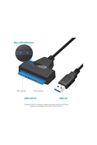Lexroo Usb 3.0 - Sata Dönüştürücü Kablo, 2.5 İnç Hdd/ssd Taşınabilir Hard Disk Okuyucu Adaptör Sata Dönüştürücü Kablo, 2.5 İnç Hdd/ssd Taşınabili