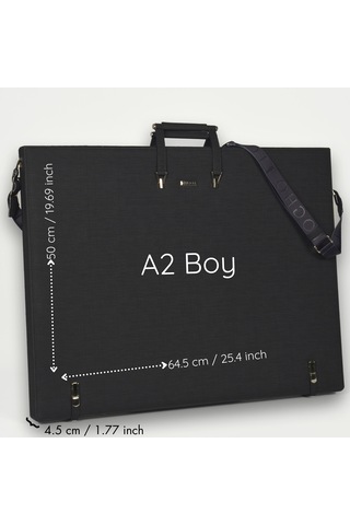 Fogho A2 Boy Siyah Lüks Proje Çizim Çantası - Deri Sanat Çantası