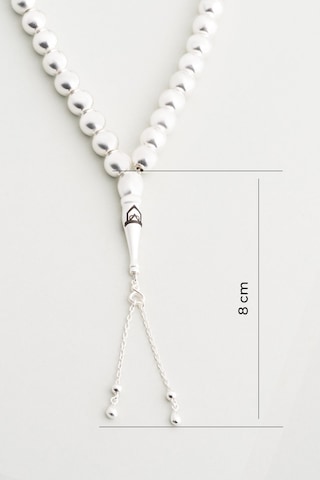 Modern Tasarım 21 Cm Gümüş Tesbih Beyaz