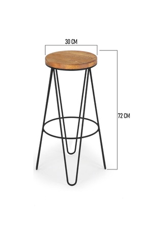 T.concept Florawood Exclusive Ahşap Döküm Yuvarlak Tabure 72 Cm