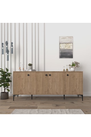 Eylül Modern Raflı Konsol Ofis Salon 180 Cm Sepet Açık Ceviz