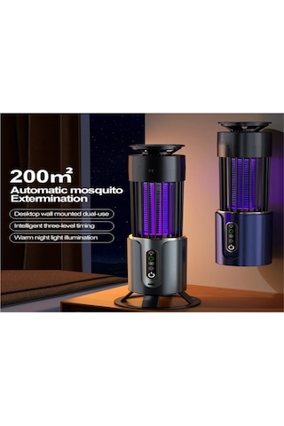 Hangfox Usb Şarjlı Ultraviyole Elektrik Şoku İle Entegre Edilmiş Ev, Yatak Odası Ve Restoranlar İçin Taşınabilir Gri Tipi Enkazatıcı Lambası