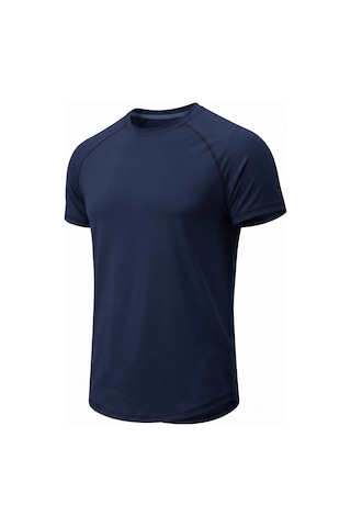 Genius Store Erkek Spor Tişört Fitness Antrenman Tişörtü Oval Kesim Likralı Süprem Reglan Kol Oval-t22 Lacivert