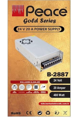 Peace B2887 Led Kamera Adaptörü Metal Kasalı Fanlı 480w 24v 20a