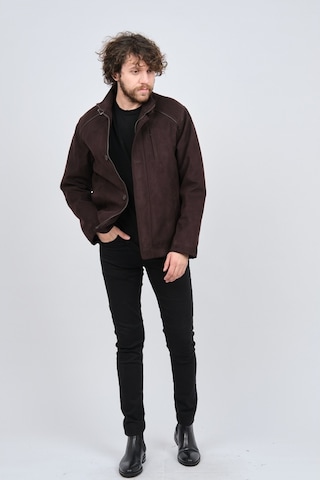 By Serco Erkek Deri Biyeli Klasik Kaban 0620680 Koyu Kahve-Kahve Melanj Kahverengi Melanj