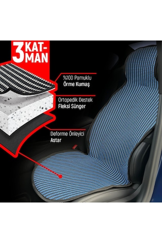 Volkswagen Passat B5 Uyumlu Koltuk Kılıfı Minder Çizgili Siyah Mavi 2+1 Ön Arka Set