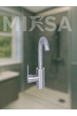 İnox Delta Gri Mat Banyo Lavabo Musluğu Bataryası Krom