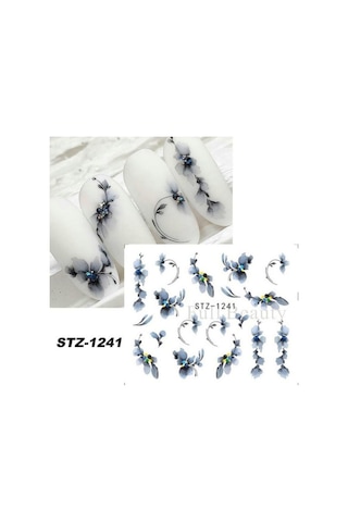 Misyul 5d Tırnak Sticker Yapışkanı Mavi Çiçekli Mıs-3512