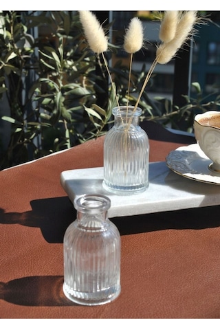 2 Adet Mini Vazo Kahve Yanı Dekoratif Vazo 7,5 Cm Minik Vazo Şeffaf