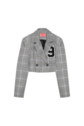 Çift Düğmeli Crop Blazer Ceket Gri Gri