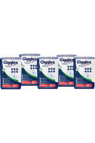 Giggles Bebek Bakım Örtüsü 60x60 Alt Açma Bezi 5 Paket 50 Adet