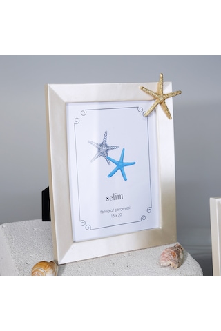 Selim 15 x 20 CM Deniz Yıldızı Çerçeve İnci Altın