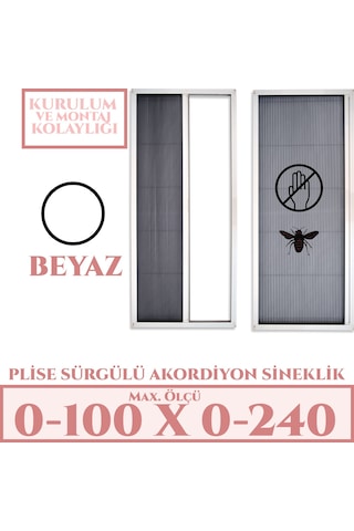 Plise Akordiyon Sineklik En:0-100 X Boy:0-240 Tüm Kapı Çeşitleri