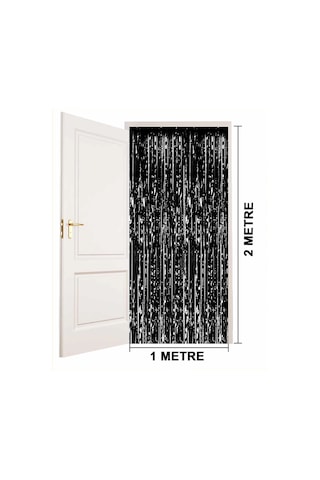 Siyah Renk Ekstra Metalize Parlak Aklı Arka Fon Perde İthal A Kalite 1x2 Metre Çok Renkli